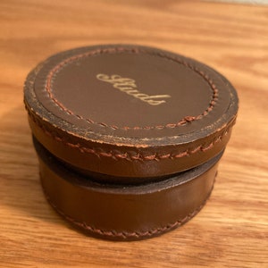 boîte à clous vintage en cuir marron foncé, importée d&#39;Angleterre