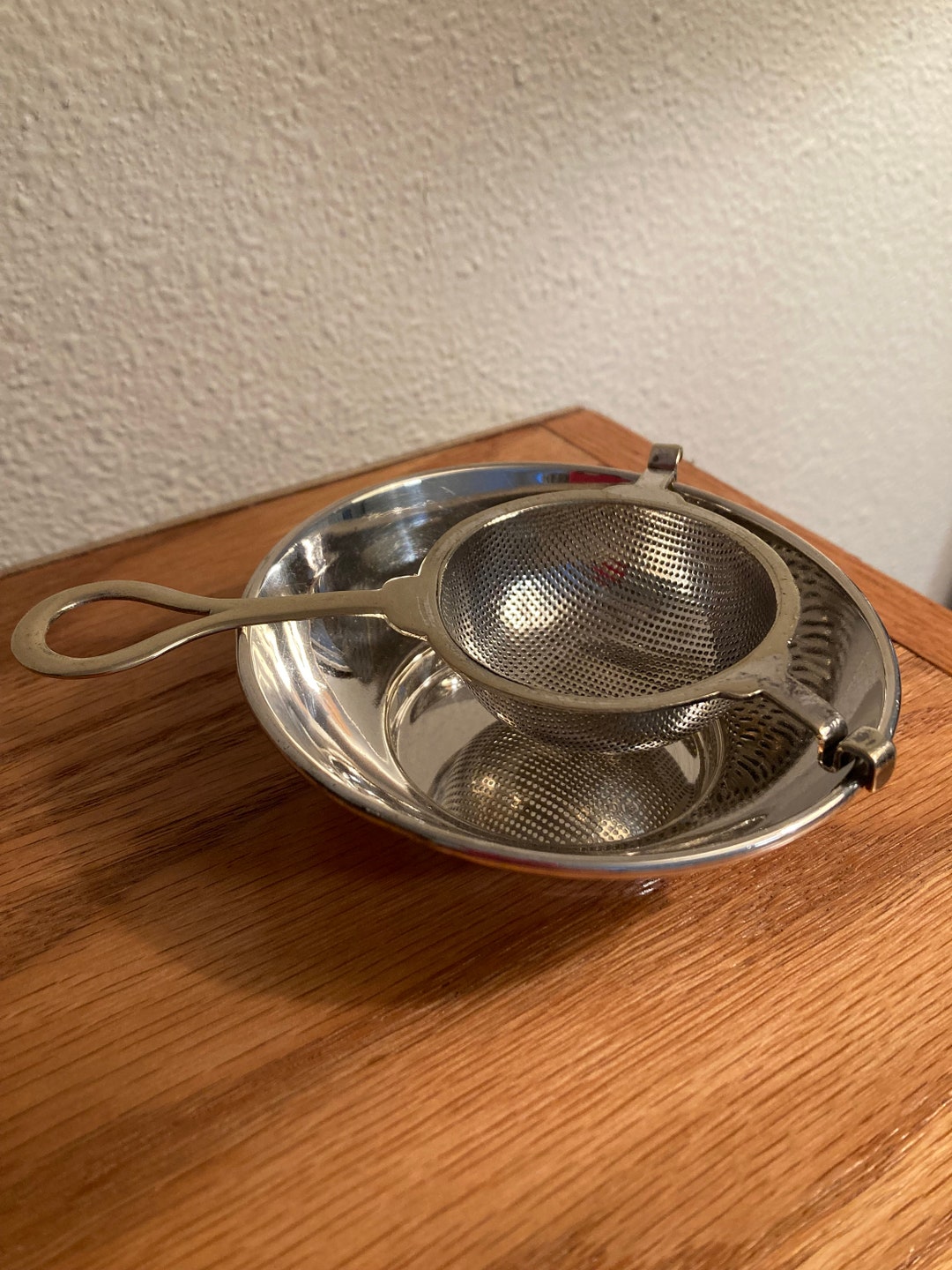 Vintage EPNS Silver Tea Strainer and Bowl Etsy