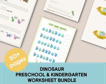 Dinosaur Theme Printable Worksheets for Preschool, Pre-K, and Kindergarten