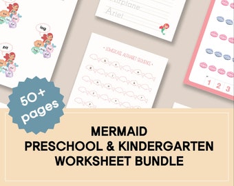 Mermaid Theme Printable Worksheets for Preschool, Pre-K, and Kindergarten