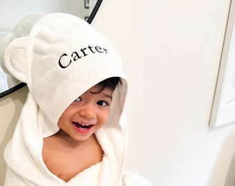 Personalised Hooded Bamboo Towel with Ears | Embroidered Baby and Toddler Towel |  Newborn Baby Gift | Welcome Baby Gift | Keepsake