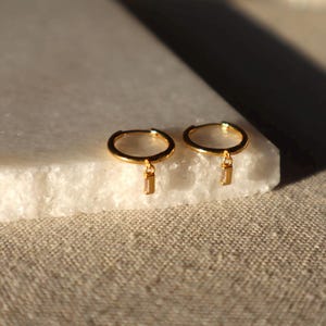18k Gold Vermeil Zirconia Hoop Drop Earrings