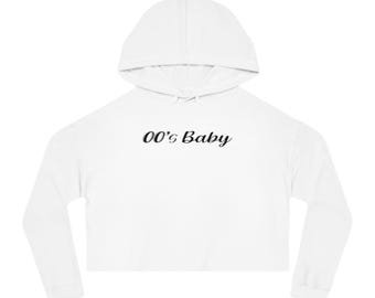 00's Baby - Womens Cropped Hooded Sweatshirt