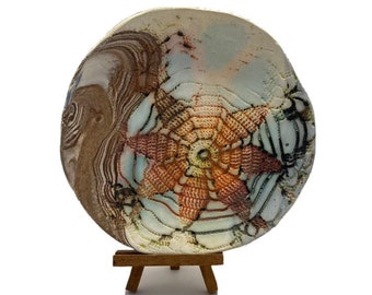 Lauretta Bonfiglio Rolled Slab Art Textured Unique Signed Piece Pottery Plate