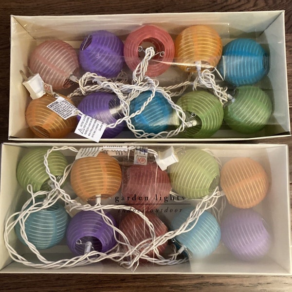 Pier 1 Colorful Garden String Lights Party Summer 2 Sets of 10 Lanterns- 9 ft ea