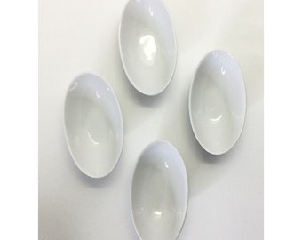 CRATE & BARREL White Porcelain 4" Oval Condiment Dipping Dishes Lot of 4