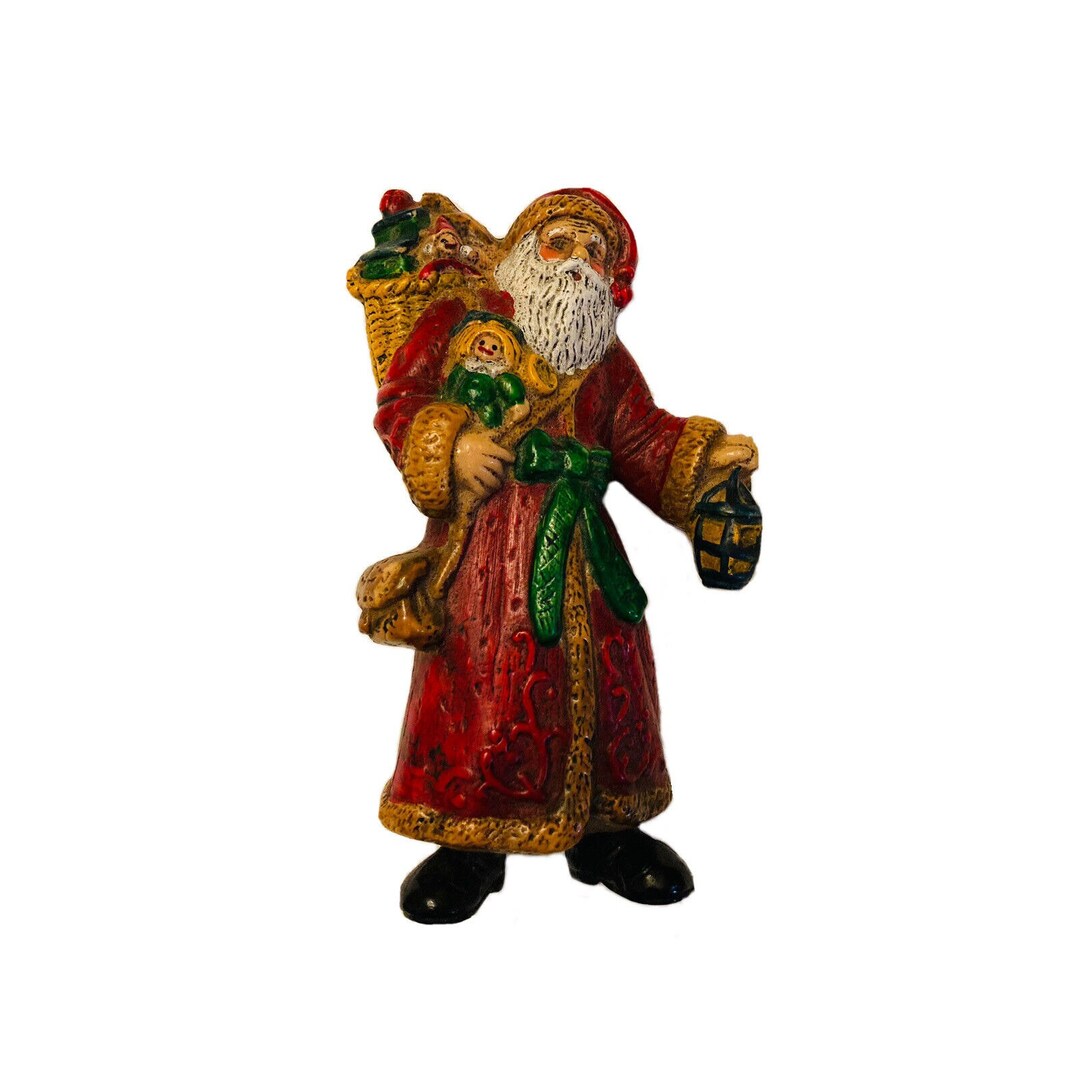 Vintage Blow Mold Old World Santa Claus Christmas Tree Ornament 6.75 ...