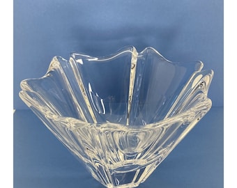 Orrefors Crystal Faceted Angular Orion Bowl 7”w X 5”d Made In Sweden