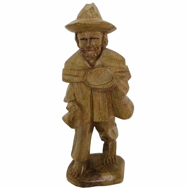 Vintage Hand Carved Wood Traveling Man/ Simple Man 4.25” Figurine Folk Art