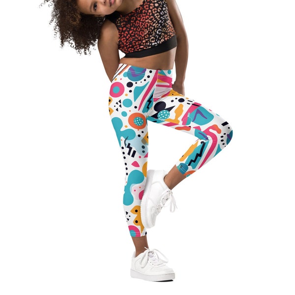 PKLN Pickleball Test Kitchen "Fresh Prince" Kids Pickleball Leggings, Girls Pickle Ball Bottoms, Gift for Grandkid, Bright Workout Tights