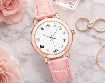 SWIFT WATCH The Albums TS 13 ローズゴールド Eras Music Icon ウォッチ、ピンクストラップ レディース腕時計