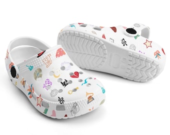 NEW! SWIFT BEACH Kids Slides: The Albums, Eras Tour, Life of A Showgirl Pop Music Pattern Crocs