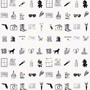 Tortured Poets Dept UPDATE TS Pop Star New Album Icons DIGITAL Seamless File, Taylor Eras, Topo Depot, Repeatable Pattern, Fabric Printing