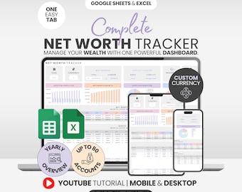 Net Worth Tracker Excel Investment Tracker Spreadsheet Net Worth Calculator Income Expense Tracker Assets Liabilities Template Excel Budget