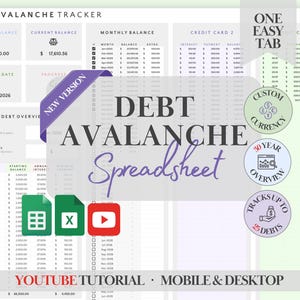 Hoja de cálculo de avalancha de deuda Hojas de cálculo de Google Plantilla de seguimiento de deuda Calculadora de pago de deuda Método de avalancha de deuda Pago con tarjeta de crédito Préstamo estudiantil