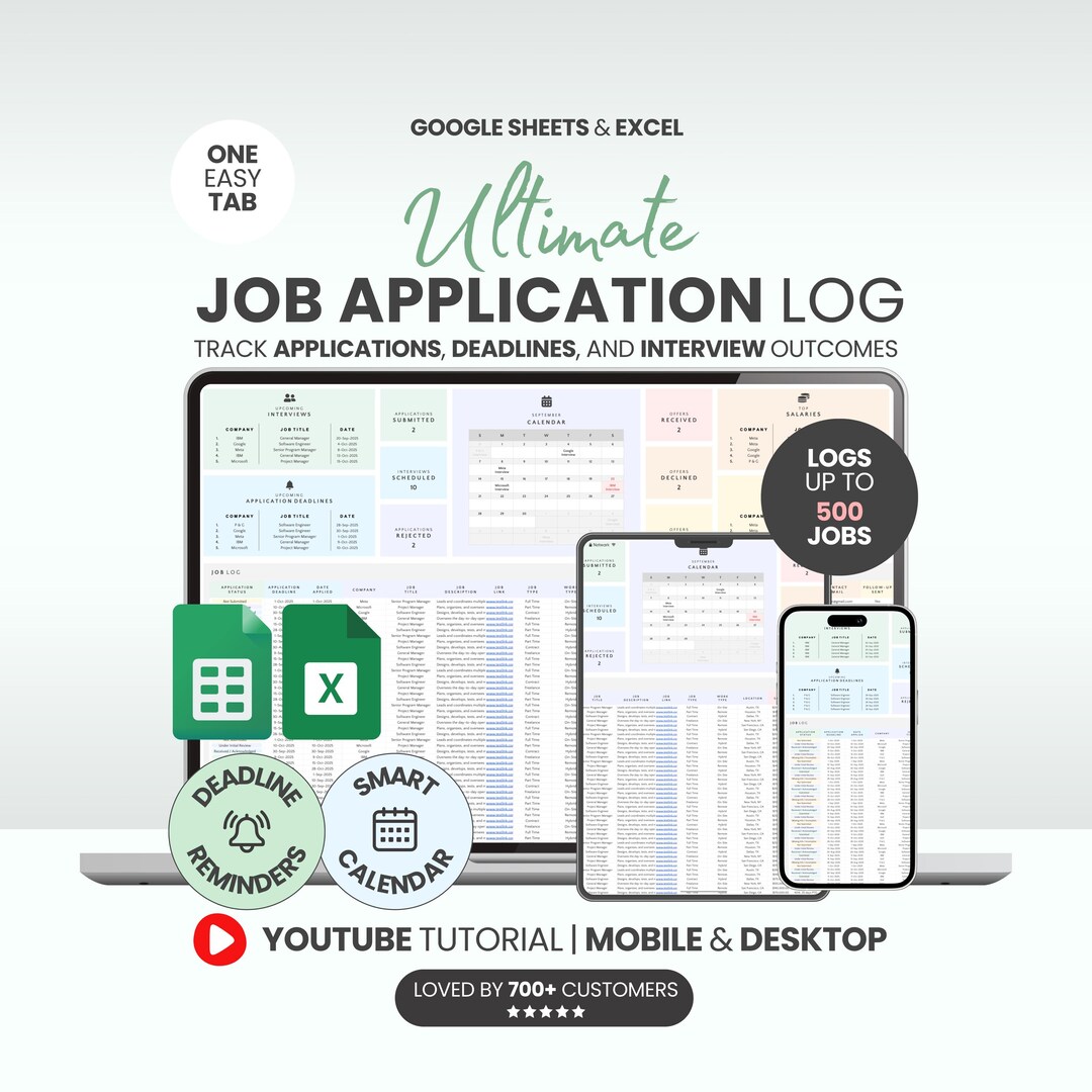 Job Application Tracker Excel Template for Interview Process Organizer ...