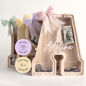 personalized piggy bank for girls with name, first birthday gift for baby girl, nursery decor kids money box