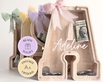 Personalized Piggy Bank For Girls First Birthday Gift For Baby Girl Present Baby Nursery Decor Toddler Easter Gift Kids Money Box With Name