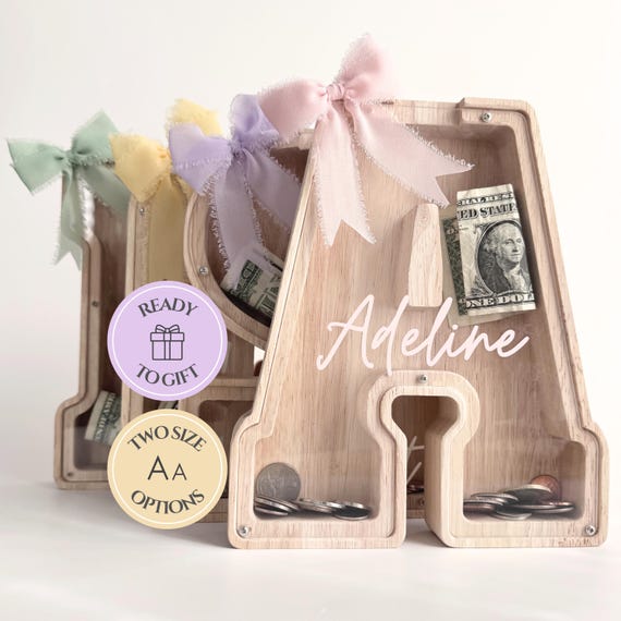 Personalized Piggy Bank For Girls First Birthday Gift For Baby Girl Present Baby Nursery Decor Toddler Easter Gift Kids Money Box With Name
