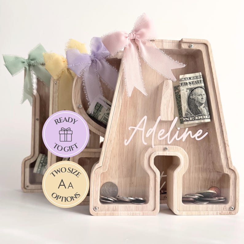 personalized piggy bank for girls with name, first birthday gift for baby girl, nursery decor kids money box
