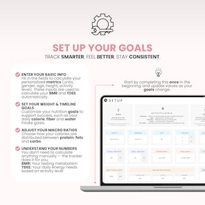 Macro Meal Planner Google Sheets Calorie Calculator Macro Tracker Weight Loss Tracker Grocery List Template Recipe Journal Calorie Deficit image 4