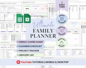 Digital Family Planner Google Sheets Family Calendar Excel Chore Chart Editable To Do List Household Planner Family Budget Tracker Bundle