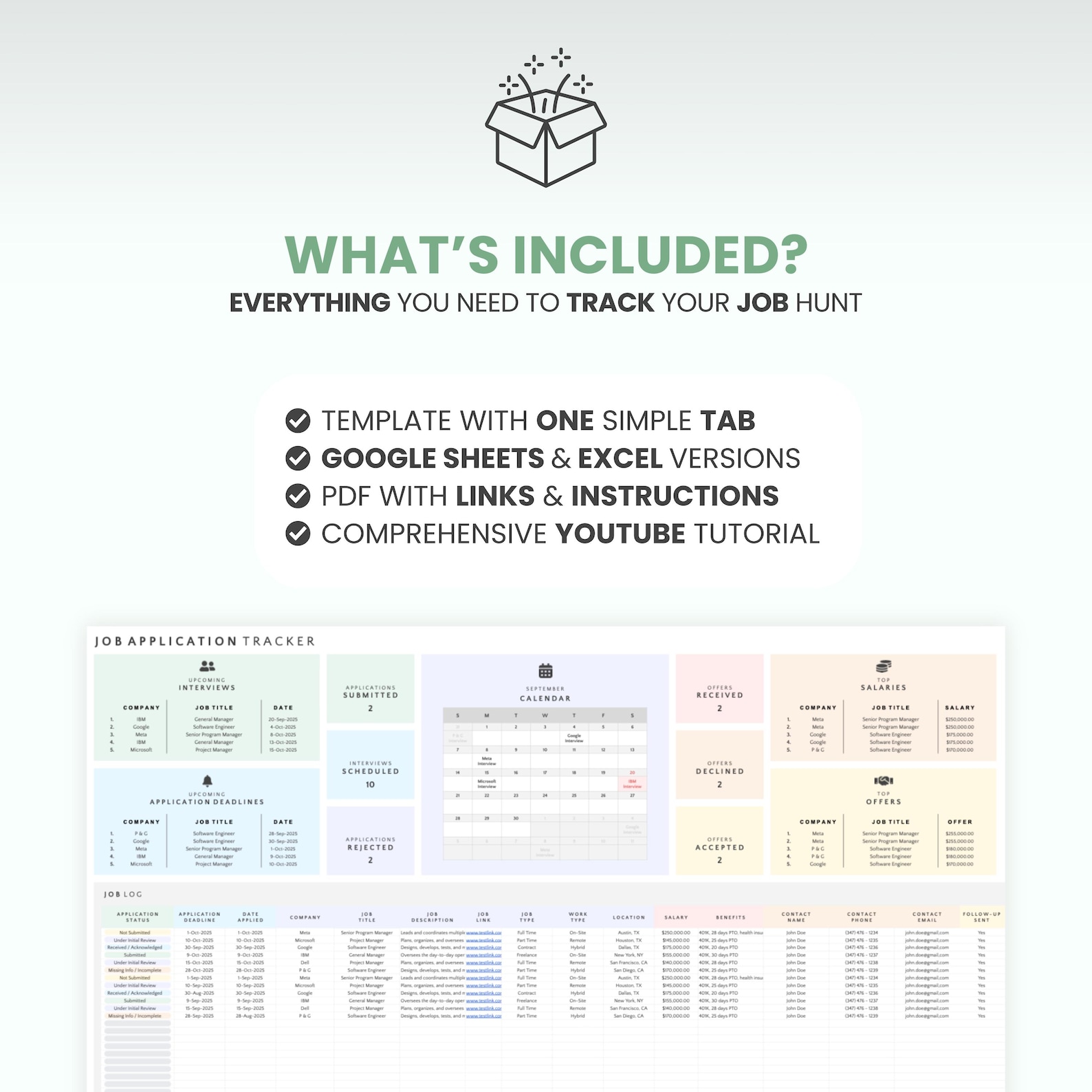 Job Application Tracker Excel Template for Interview Process Organizer ...