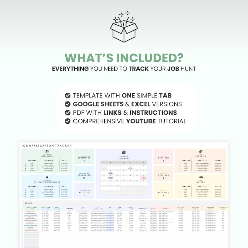 Job Application Tracker Google Sheets Template for Interview Process Organizer Career Planning Guide Job Search Excel Planner Job Offer Log