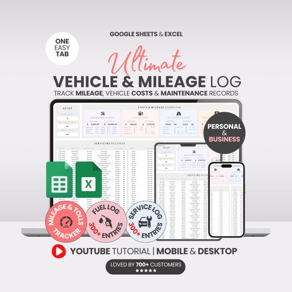 Car Maintenance Tracker Excel Vehicle Maintenance Log Car Mileage Google Sheets Business Mileage Expense Tracker Fleet Tracker Vehicle Log