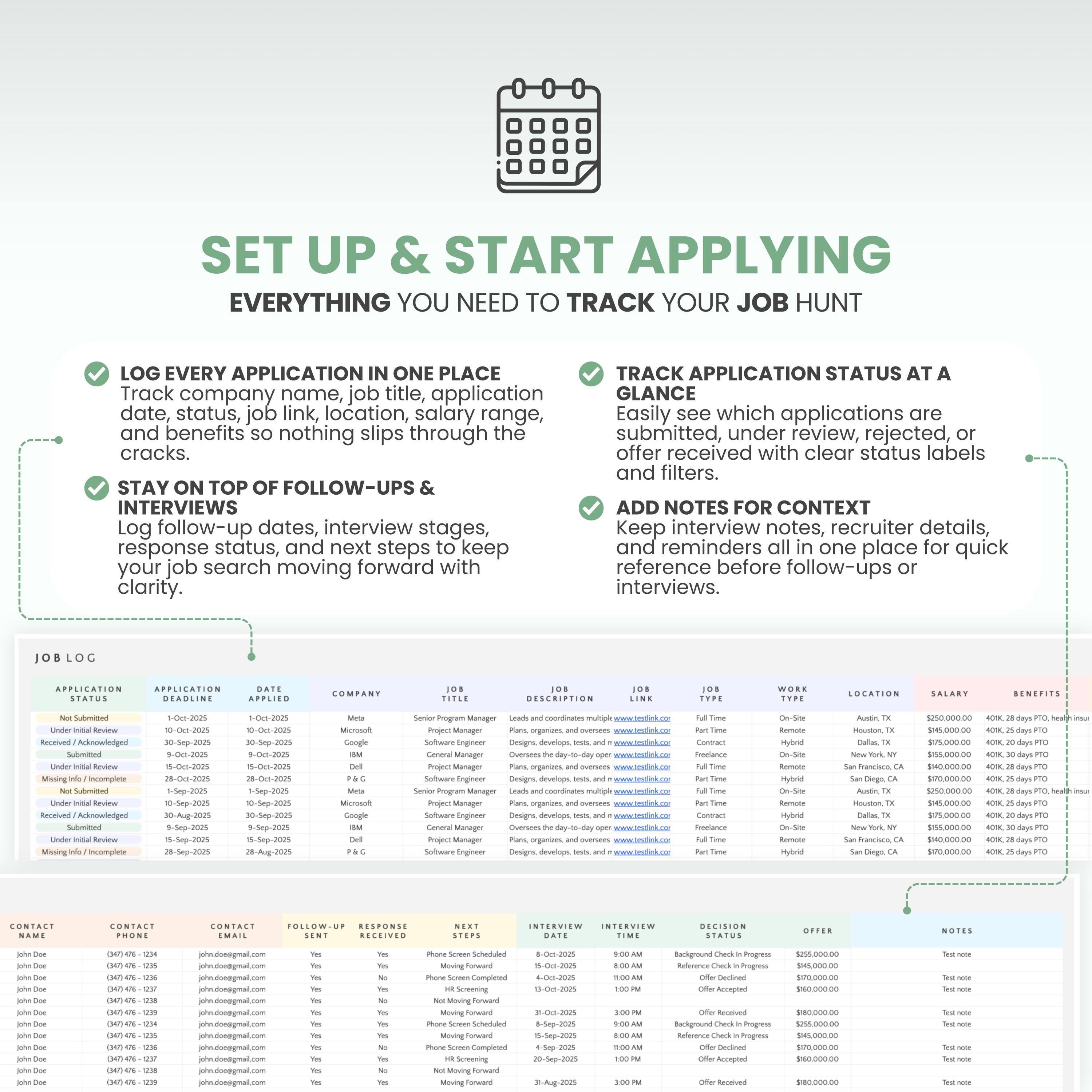 Job Application Tracker Excel Template for Interview Process Organizer ...