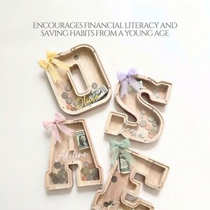 custom piggy bank baby girl present, toddler easter gift, wooden name money box for kids nursery decor