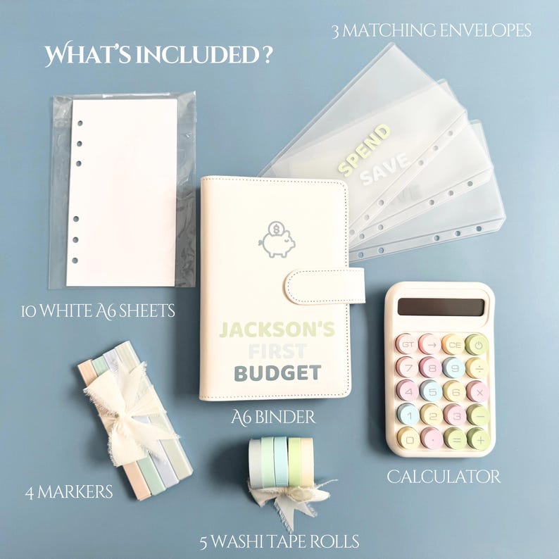 Financial Education Kit Personalized Budget System Child Money Management Learning Tool Allowance Tracker Organization Set Custom Name Planner Complete Teaching Resource Youth Financial Literacy Package Saving Spending Giving Envelopes