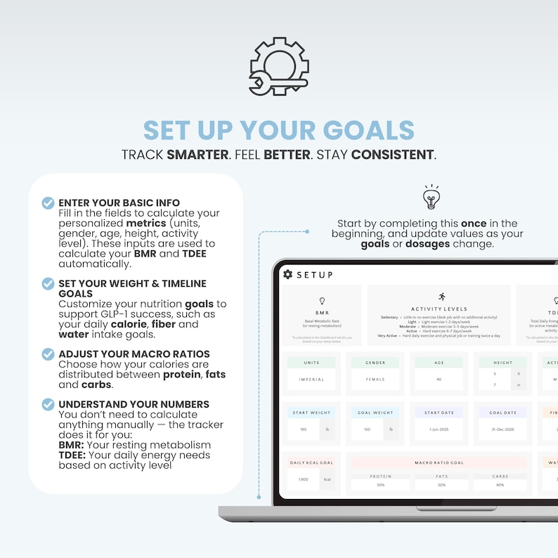 Google Sheets Weight Loss Template Digital Planning System GLP1 Medication Tracker Excel Compatible Spreadsheet Macro Meal Planner Calorie Tracking Tool Progress Photo Journal Symptom Monitoring System Measurement Recording Chart