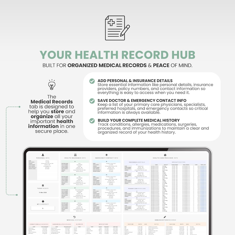 Medikation Tracker Tabelle Medizinisches Logbuch Pflegeplaner Google Sheets Familiengesundheitsplaner Gesundheitsorganizer Bild 4