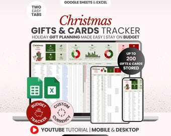 Christmas Budget Planner Google Sheets Gift Card Tracker Spreadsheet Holiday Spending Tracker Tool Holiday Expense Tracker Digital Download