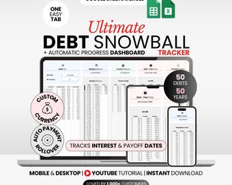 Debt Snowball Spreadsheet Debt Snowball Tracker Google Sheets Template Debt Payoff Calculator Debt Tracker Credit Card Payoff Student Loan