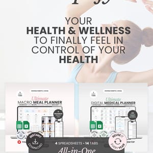 Health And Wellness Template Wellness Journal Self Care Template Digital Fitness Tracker Excel Weight Loss Journal Meal Planner Sheet