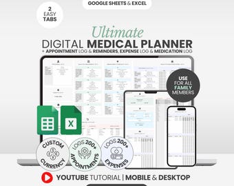 Medication Tracker Spreadsheet Medical Log Book Caregiver Binder Google Sheets Family Health History Healthcare Planner Health Organizer