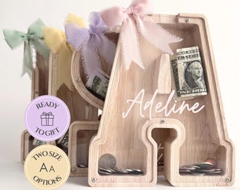 Personalized Piggy Bank For Girls First Birthday Gift For Baby Girl Present Baby Nursery Decor Toddler Easter Gift Kids Money Box With Name