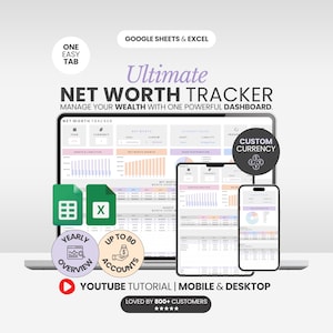 Net Worth Tracker Excel Investment Tracker Spreadsheet Net Worth Calculator Income Expense Tracker Assets Liabilities Template Excel Budget