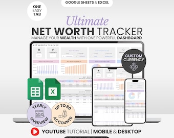 Net Worth Tracker Excel Investment Tracker Spreadsheet Net Worth Calculator Income Expense Tracker Assets Liabilities Template Excel Budget