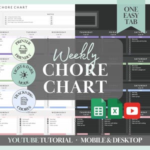 Family Chore Chart Editable Weekly Chart Family Planner Printable Chore List Google Sheets Family Schedule Kids Task Chart Template Chores