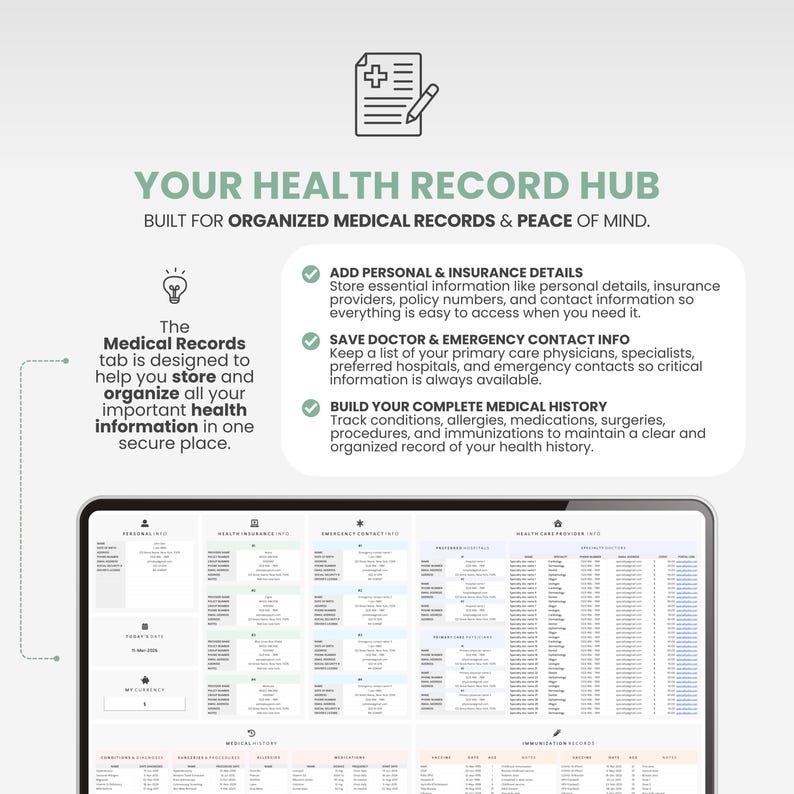 Digital Medical Organizer Doctor Appointment Tracker Medication Log Doctor Visit Record Template Family Medical History Wellness Tracker image 4