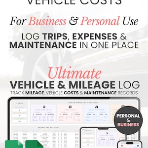 Car Maintenance Tracker Excel Vehicle Maintenance Log Car Mileage Google Sheets Business Mileage Expense Tracker Fleet Tracker Vehicle Log