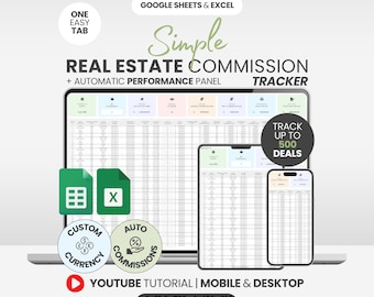 Makler Verkaufs-Tracker Realtor Income Planner Excel Vorlage Template
