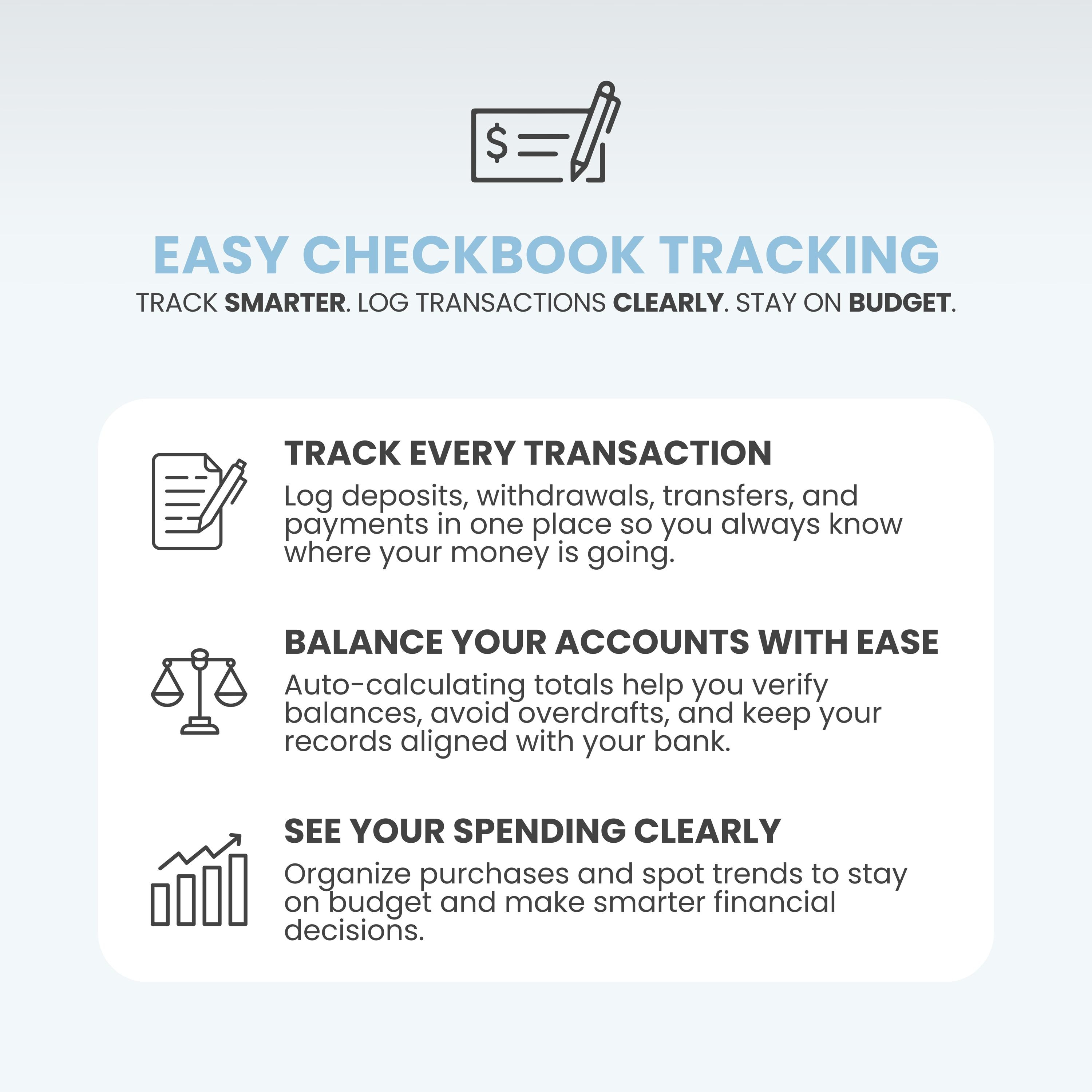 Checkbook Tracking Digital Checkbook Register Google Sheets Checkbook Template Excel ...