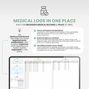 Medikation Tracker Tabelle Medizinisches Logbuch Pflegeplaner Google Sheets Familiengesundheitsplaner Gesundheitsorganizer Bild 5