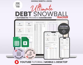 Debt Snowball Spreadsheet Debt Snowball Tracker Google Sheets Template Debt Payoff Calculator Debt Tracker Credit Card Payoff Student Loan