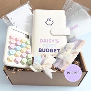 Custom Name Budget Set Personalized Financial Planner Educational Money Tool Complete Gift Package Child Allowance System Tracking Organizer Saving Spending Giving Envelopes Leather Look Design Youth Financial Education Kit Learning