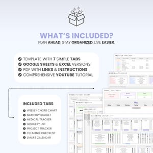 Digital Family Planner Google Sheets Family Calendar Excel Chore Chart Editable To Do List Household Planner Family Budget Tracker Bundle